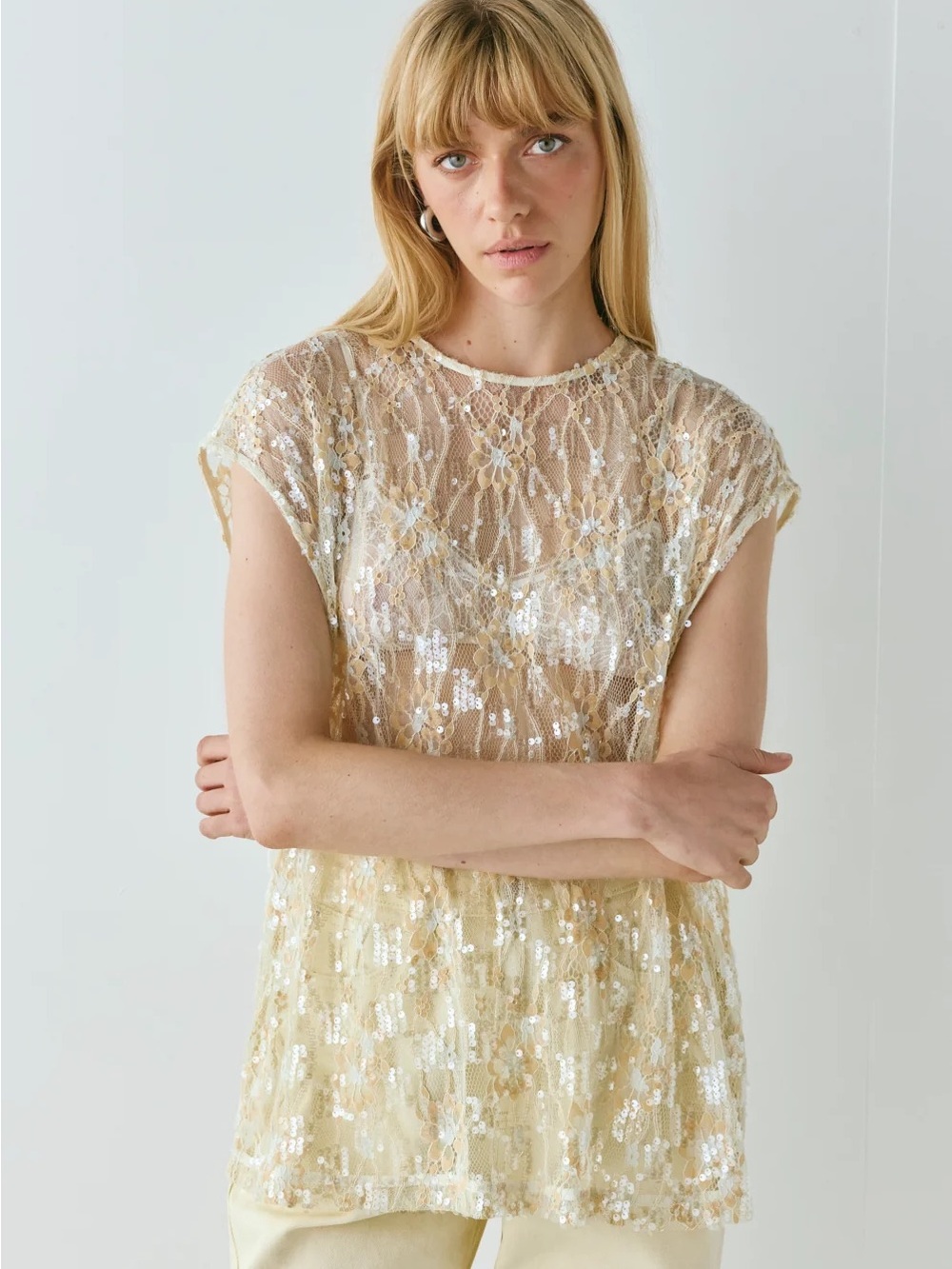Vrg Grl Devyn Sequin Top Apricot AU6 US2